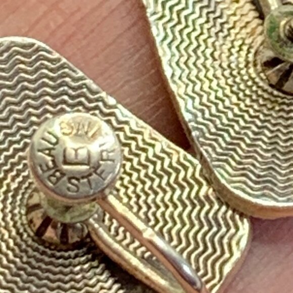 VTG Beau Sterling Silver 925 Geometric Screw Back Earrings 9/10" Length - Picture 5 of 10